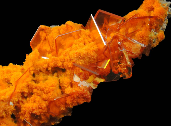 Wulfenite on Mimetite from Rowley Mine, 20 km northwest of Theba, Painted Rock Mountains, Maricopa County, Arizona