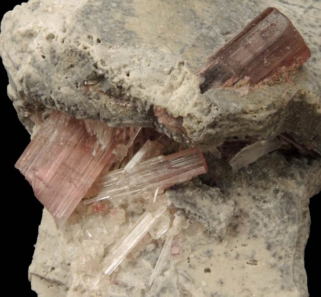 Elbaite var. Rubellite Tourmaline in Microcline from Himalaya Mine, Mesa Grande District, San Diego County, California