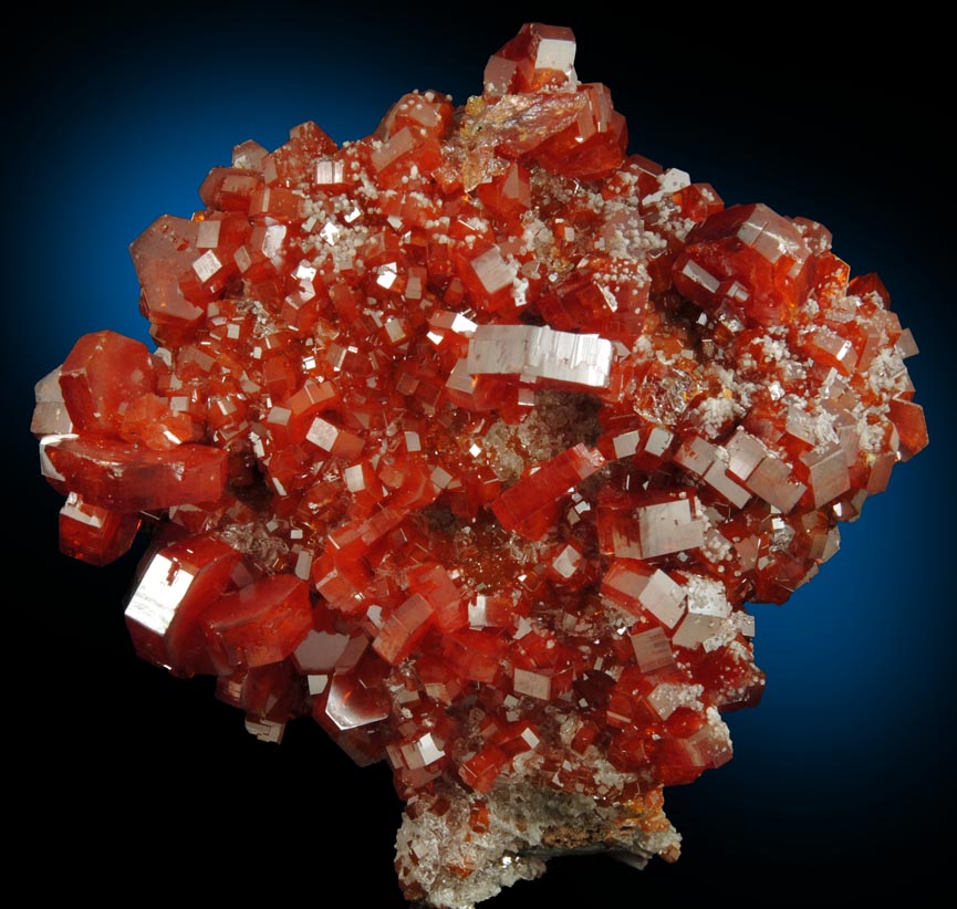 Vanadinite with Calcite on Barite from Mibladen, Haute Moulouya Basin, Zeida-Aouli-Mibladen belt, Midelt Province, Morocco