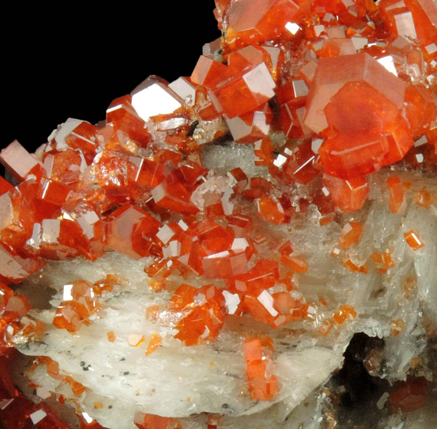 Vanadinite with Calcite on Barite from Mibladen, Haute Moulouya Basin, Zeida-Aouli-Mibladen belt, Midelt Province, Morocco