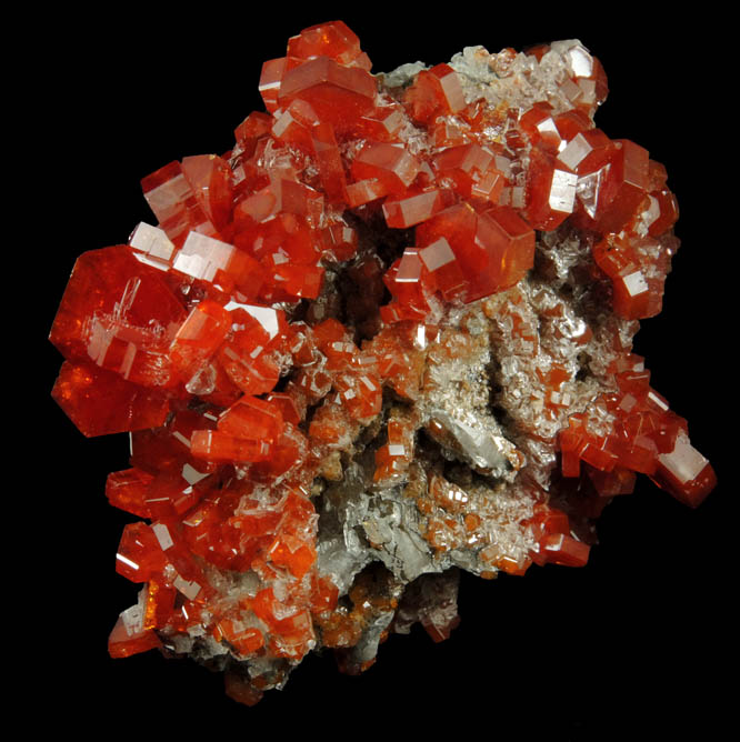 Vanadinite with Calcite on Barite from Mibladen, Haute Moulouya Basin, Zeida-Aouli-Mibladen belt, Midelt Province, Morocco