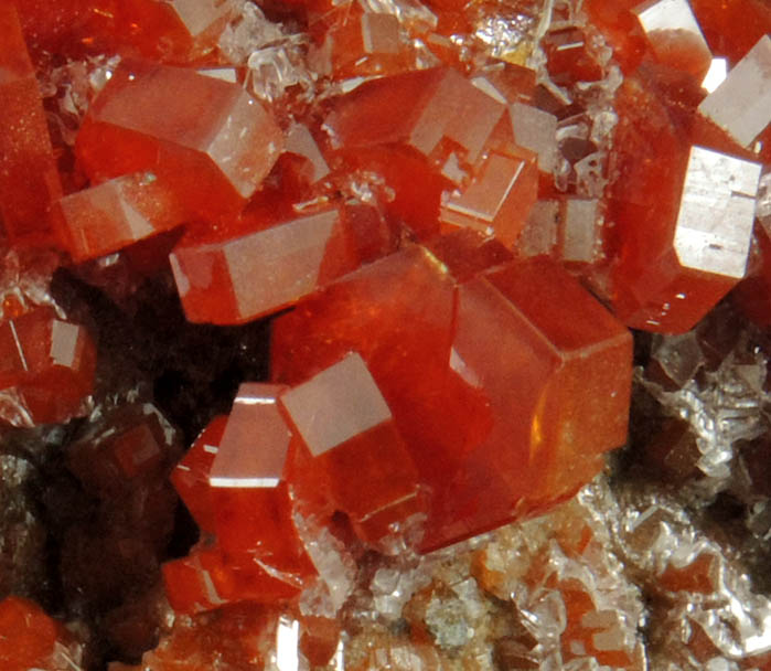 Vanadinite with Calcite on Barite from Mibladen, Haute Moulouya Basin, Zeida-Aouli-Mibladen belt, Midelt Province, Morocco