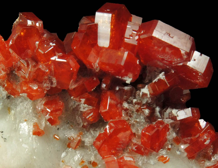 Vanadinite with Calcite on Barite from Mibladen, Haute Moulouya Basin, Zeida-Aouli-Mibladen belt, Midelt Province, Morocco