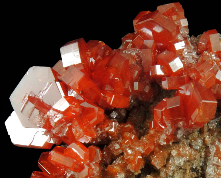 Vanadinite with Calcite on Barite from Mibladen, Haute Moulouya Basin, Zeida-Aouli-Mibladen belt, Midelt Province, Morocco