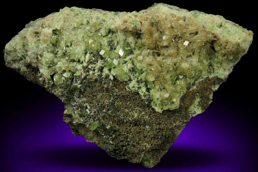 Grossular Garnet (chrome-rich) with Diopside and Clinochlore from Jeffrey Mine, Asbestos, Qubec, Canada