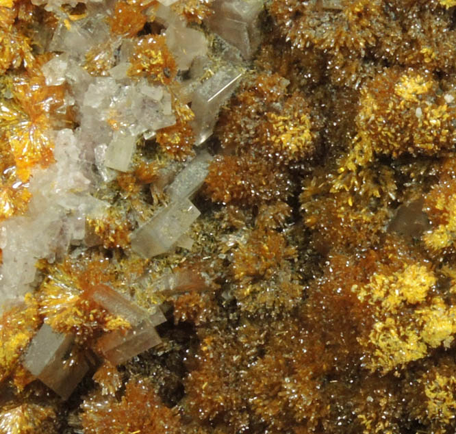 Orpiment on Barite from Quiruvilca District, Santiago de Chuco Province, La Libertad Department, Peru