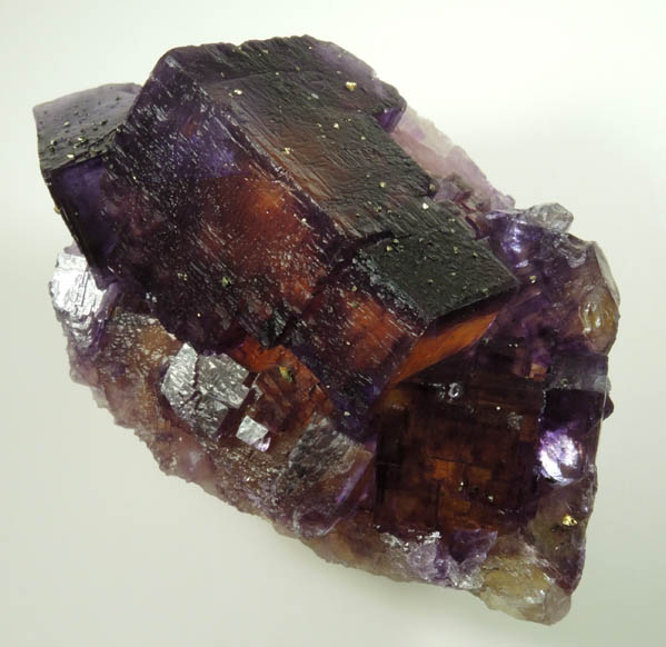 Fluorite (color zoned) with Chalcopyrite from Denton Mine, Harris Creek District, Hardin County, Illinois