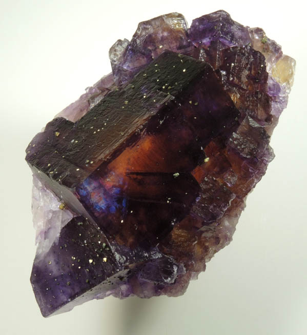 Fluorite (color zoned) with Chalcopyrite from Denton Mine, Harris Creek District, Hardin County, Illinois