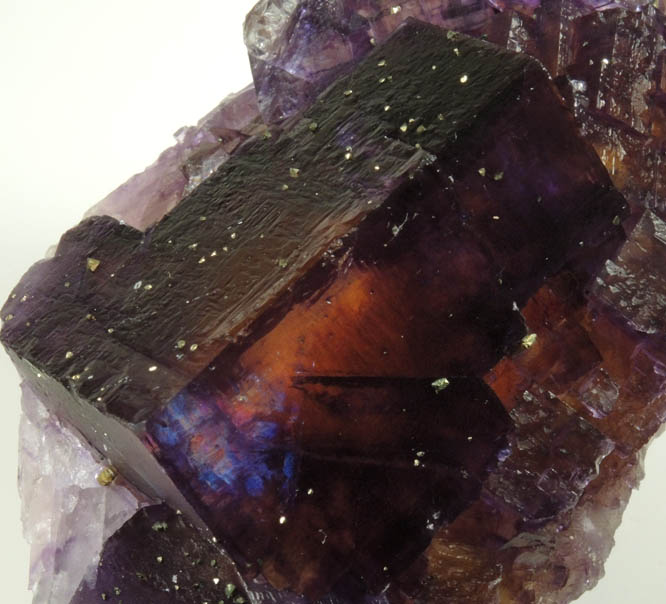 Fluorite (color zoned) with Chalcopyrite from Denton Mine, Harris Creek District, Hardin County, Illinois
