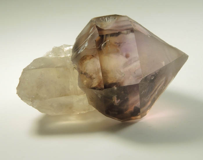 Quartz var. Smoky-Amethyst Quartz Scepter with Hyalite from Petersen Mountain Range, northeast of Hallelujah Junction, Washoe County, Nevada