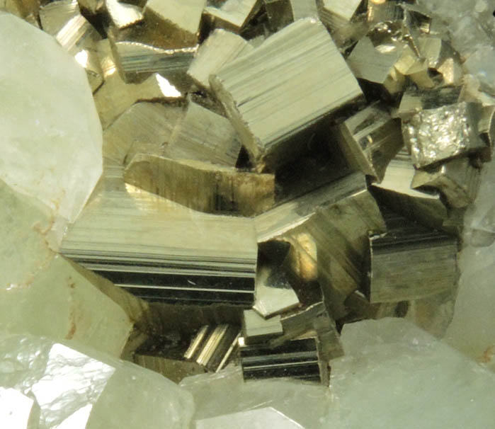 Pyrite on Datolite from Charcas, San Luis Potos, Mexico