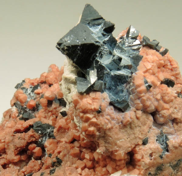 Hausmannite on Andradite Garnet from N'Chwaning Mine, Kalahari Manganese Field, Northern Cape Province, South Africa