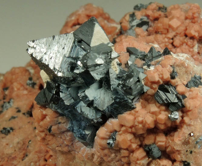 Hausmannite on Andradite Garnet from N'Chwaning Mine, Kalahari Manganese Field, Northern Cape Province, South Africa