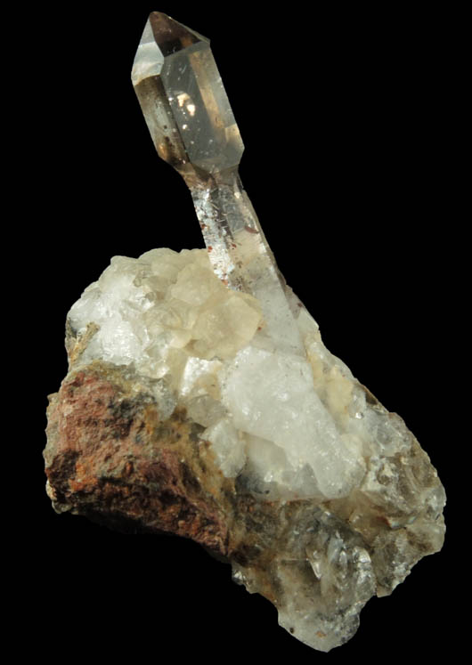 Quartz (Scepter Formation) with Hematite inclusions and bubble in fluid-filled cavity (Enhydro) from Goboboseb Mountains, 43 km west of Brandberg Mountain, Erongo region, Namibia