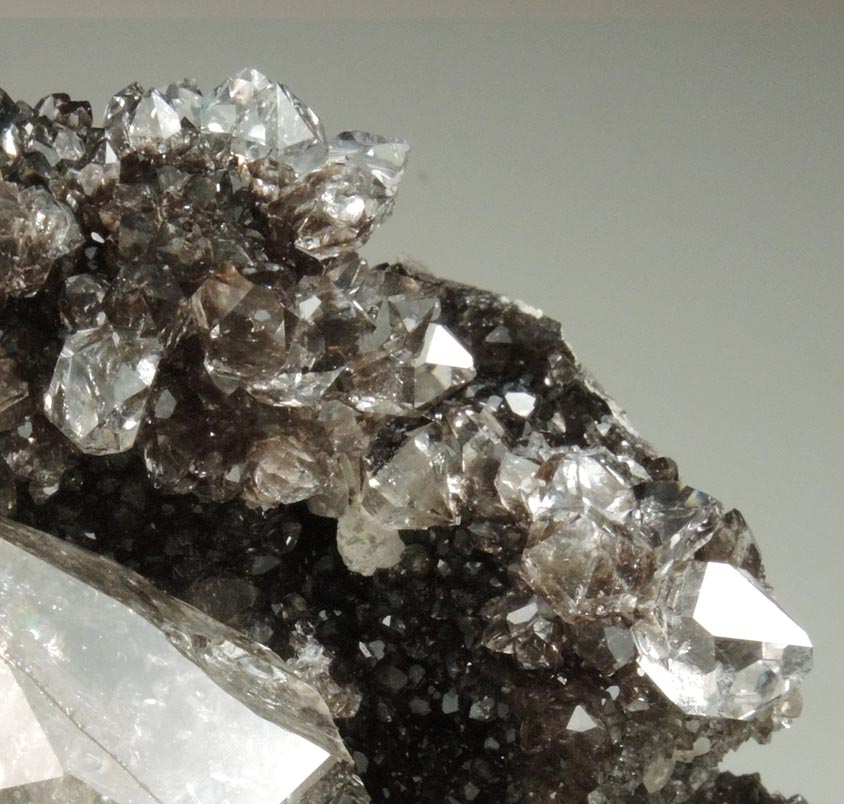 Quartz var. Herkimer Diamonds on Drusy Quartz from Herkimer Diamond Development Mine, Middleville, Herkimer County, New York
