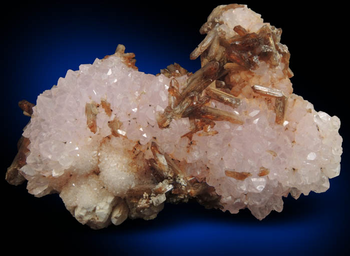 Quartz var. Rose Quartz Crystals with Eosphorite from Lavra da Ilha, Taquaral, Jequitinhonha River, Minas Gerais, Brazil