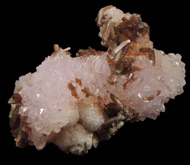 Quartz var. Rose Quartz Crystals with Eosphorite from Lavra da Ilha, Taquaral, Jequitinhonha River, Minas Gerais, Brazil