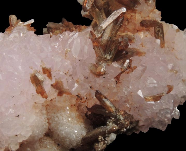 Quartz var. Rose Quartz Crystals with Eosphorite from Lavra da Ilha, Taquaral, Jequitinhonha River, Minas Gerais, Brazil