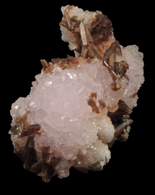 Quartz var. Rose Quartz Crystals with Eosphorite from Lavra da Ilha, Taquaral, Jequitinhonha River, Minas Gerais, Brazil