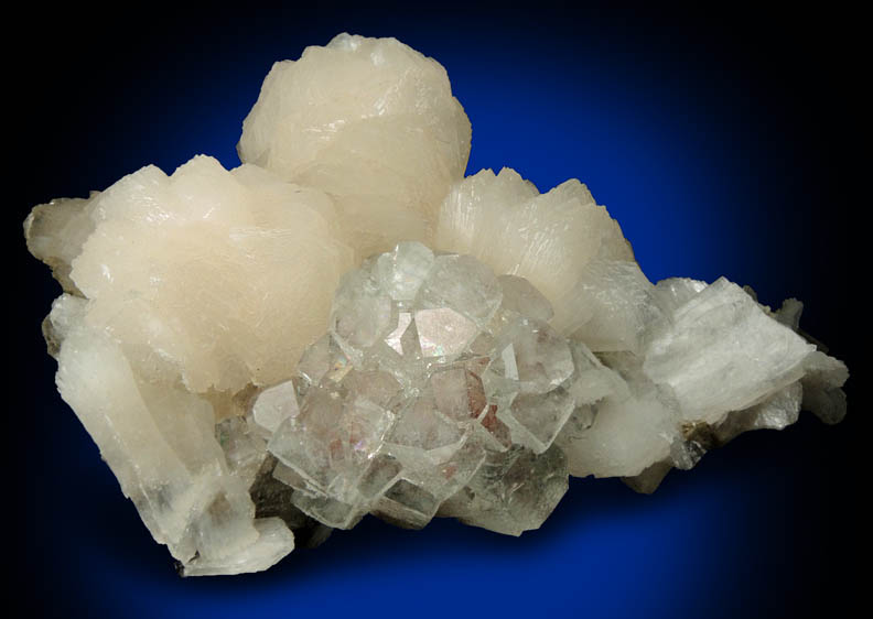 Apophyllite over Thomsonite with Stilbite from Rahuri, Nagar District, Maharashtra, India