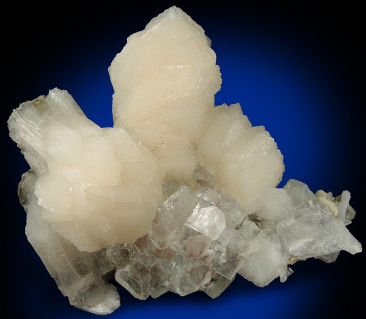 Apophyllite over Thomsonite with Stilbite from Rahuri, Nagar District, Maharashtra, India