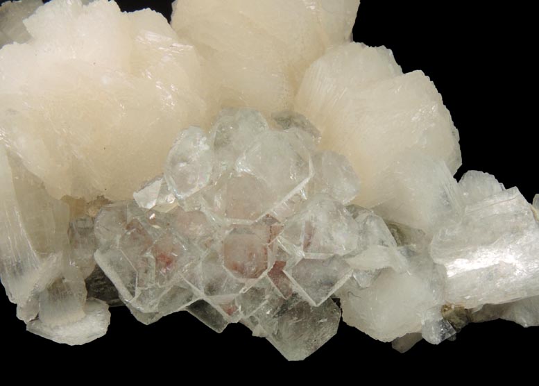 Apophyllite over Thomsonite with Stilbite from Rahuri, Nagar District, Maharashtra, India