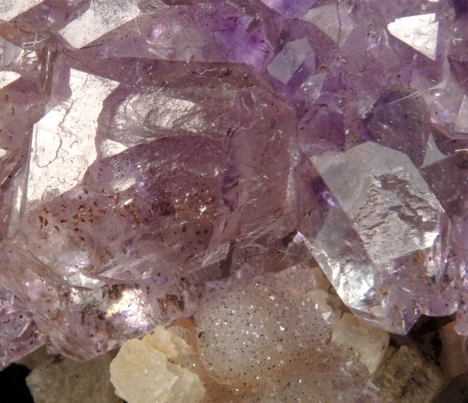 Quartz var. Amethyst Quartz on Calcite from Shirdi, Ahmadnagar, Maharashtra, India