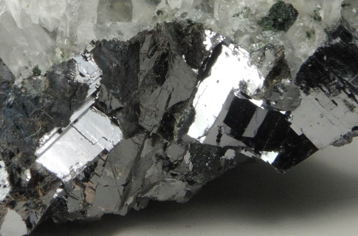 Calcite on Quartz over Galena from Deveti Septemvri Mine, Madan District, Rhodope Mountains, Bulgaria