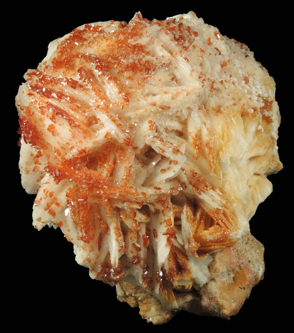 Vanadinite on Barite from Mibladen, Haute Moulouya Basin, Zeida-Aouli-Mibladen belt, Midelt Province, Morocco