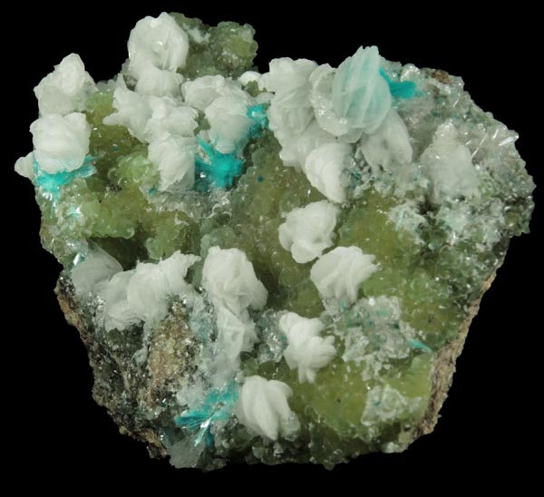 Aurichalcite and Calcite on Smithsonite from 79 Mine, Banner District, near Hayden, Gila County, Arizona