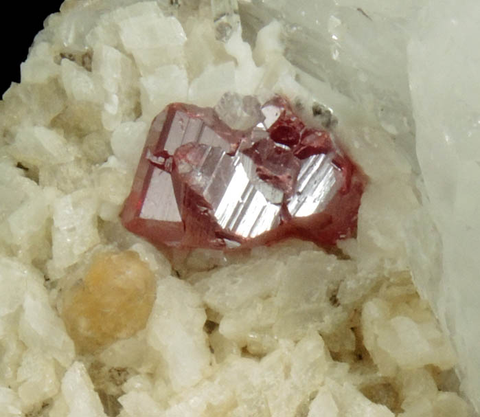 Cinnabar, Dolomite, Calcite on Quartz from Wanshan, Tongren, Guizhou Province, China