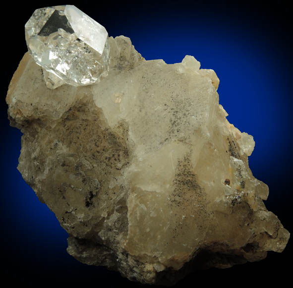 Quartz var. Herkimer Diamond in Calcite from Ace of Diamonds Mine, Middleville, Herkimer County, New York