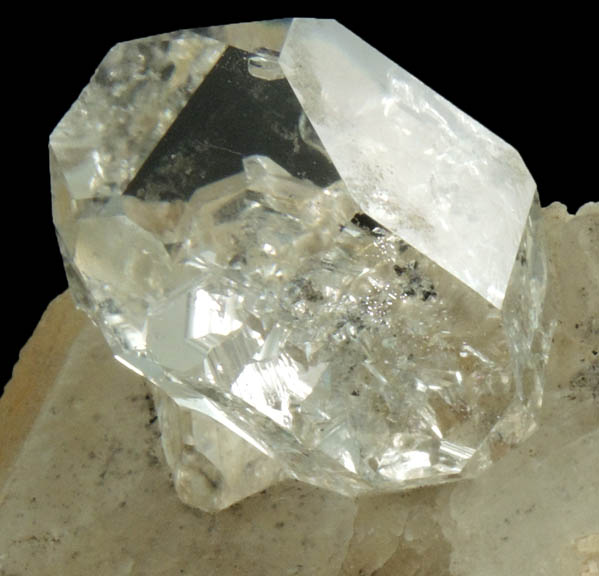 Quartz var. Herkimer Diamond in Calcite from Ace of Diamonds Mine, Middleville, Herkimer County, New York