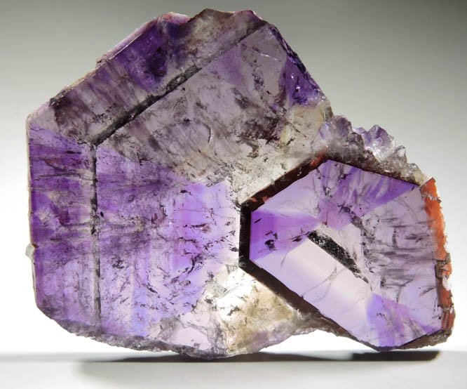 Quartz var. Amethyst (sector-zoned crystal slice) from Hyderabad, Andhra Pradesh, India