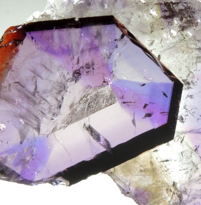 Quartz var. Amethyst (sector-zoned crystal slice) from Hyderabad, Andhra Pradesh, India