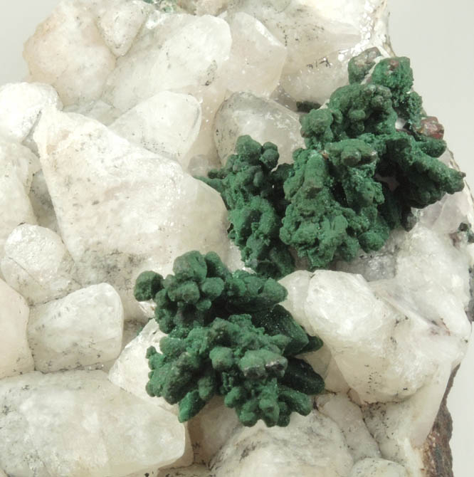 Copper coated with Malachite on Calcite from Keweenaw Peninsula Copper District, Houghton County, Michigan