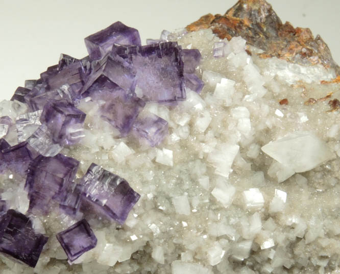 Fluorite, Calcite, Dolomite, Sphalerite over Quartz from Elmwood Mine, Carthage. Smith County, Tennessee