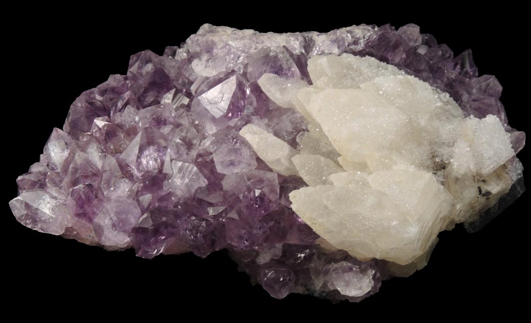 Quartz over Calcite on Amethyst Quartz from Alto Uruguai, Rio Grande do Sul, Brazil