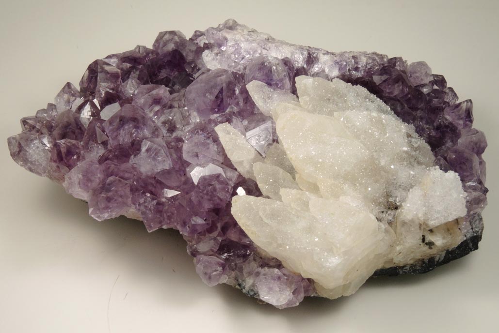 Quartz over Calcite on Amethyst Quartz from Alto Uruguai, Rio Grande do Sul, Brazil