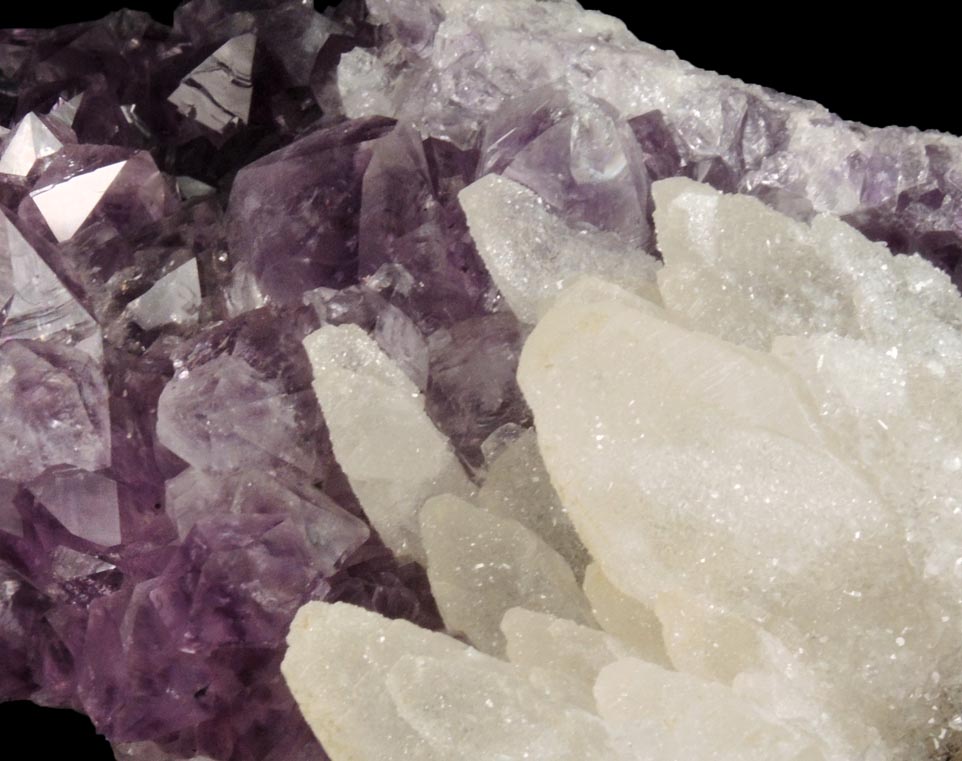 Quartz over Calcite on Amethyst Quartz from Alto Uruguai, Rio Grande do Sul, Brazil