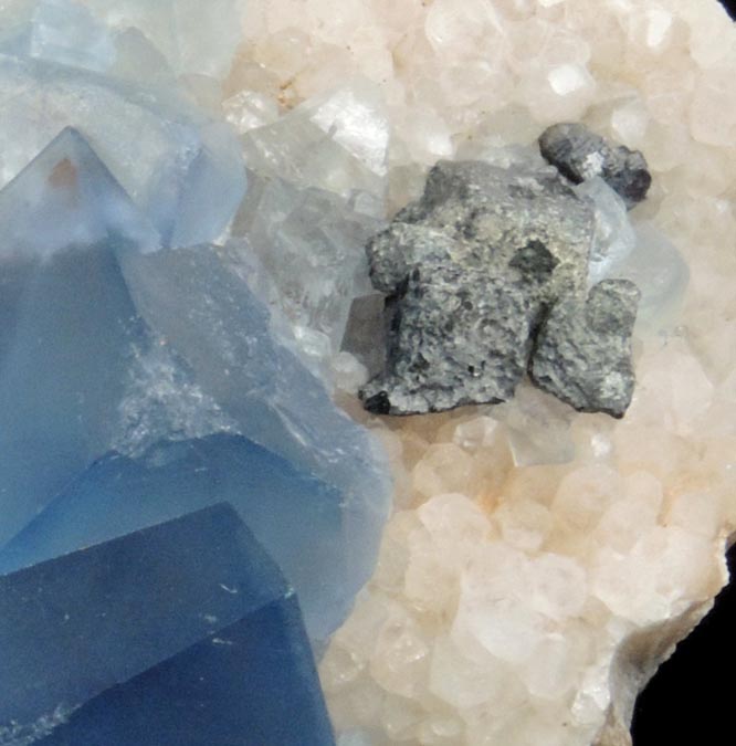 Fluorite and Galena on Quartz from Blanchard Mine, Glory Hole, Hansonburg District, 8.5 km south of Bingham, Socorro County, New Mexico