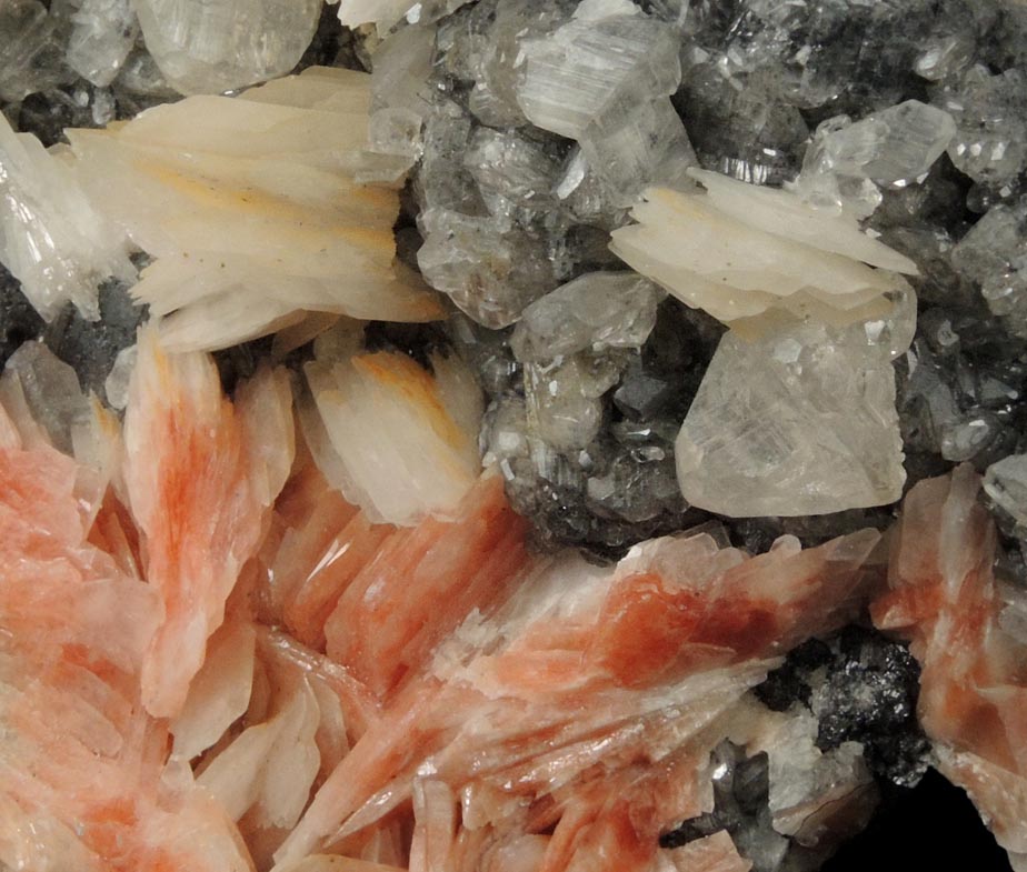 Cerussite on Galena with Barite from Mibladen, Haute Moulouya Basin, Zeida-Aouli-Mibladen belt, Midelt Province, Morocco
