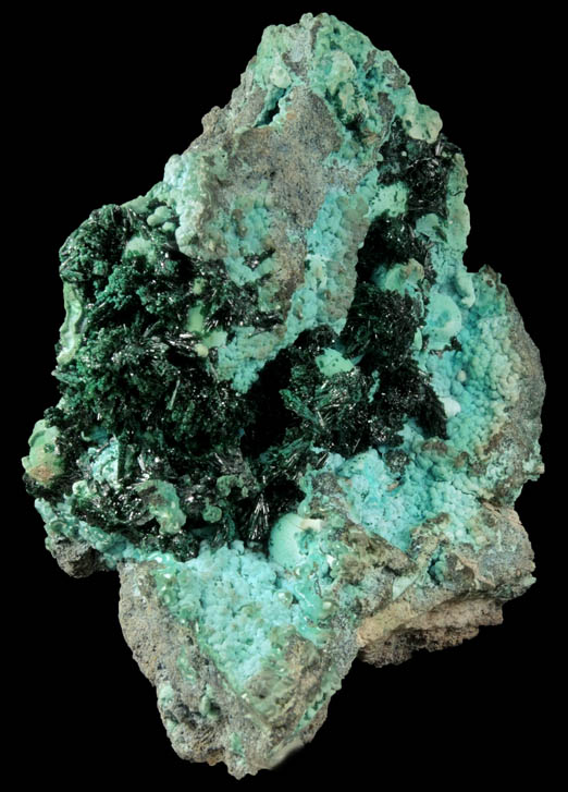 Malachite on Chrysocolla from L'Etoile du Congo Mine, Lubumbashi, Katanga Copperbelt, Haut-Katanga Province, Democratic Republic of the Congo