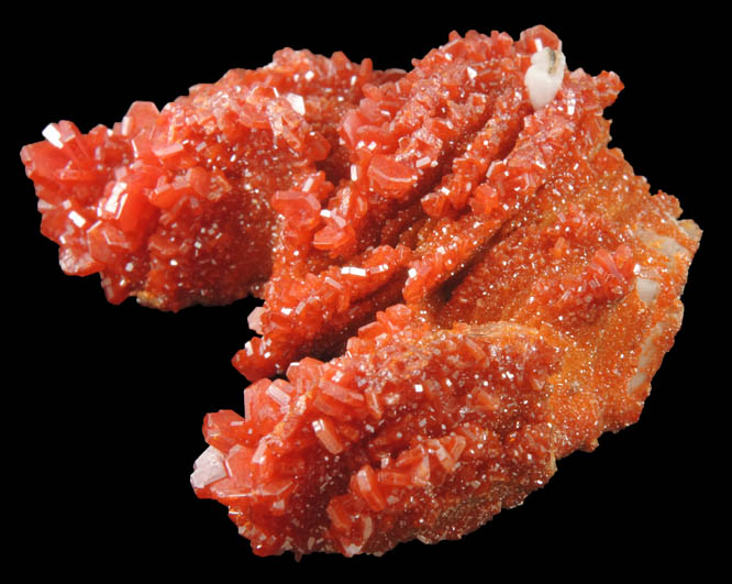 Vanadinite and Aragonite over Barite from Mibladen, Haute Moulouya Basin, Zeida-Aouli-Mibladen belt, Midelt Province, Morocco