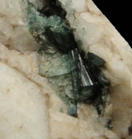 Elbaite Tourmaline on Albite var. Cleavelandite from Clark's Ledge, Chesterfield, Hampshire County, Massachusetts (Type Locality for Cleavelandite)