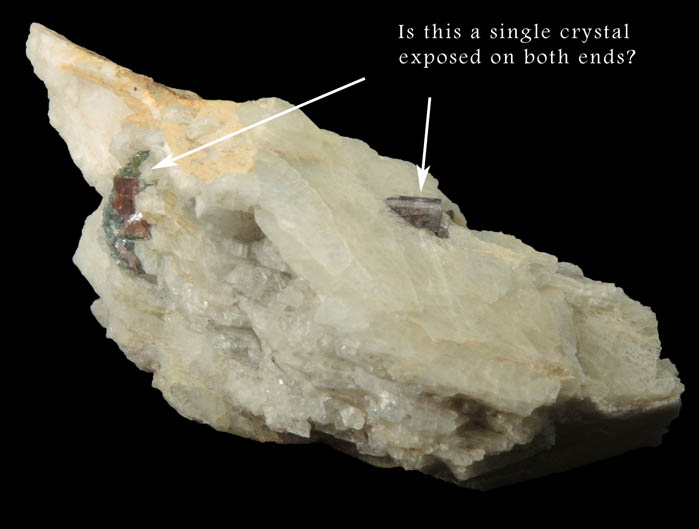 Elbaite Tourmaline on Albite var. Cleavelandite from Clark's Ledge, Chesterfield, Hampshire County, Massachusetts (Type Locality for Cleavelandite)