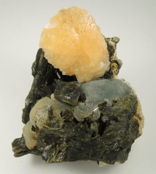 Stilbite on Epidote and Prehnite from Sandare District, Kayes Region, Mali