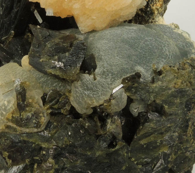 Stilbite on Epidote and Prehnite from Sandare District, Kayes Region, Mali