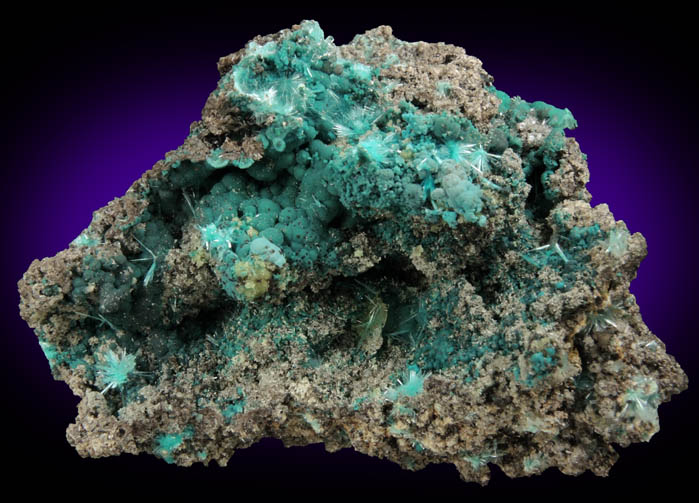 Rosasite, Aurichalcite, Wulfenite from 79 Mine, Banner District, near Hayden, Gila County, Arizona