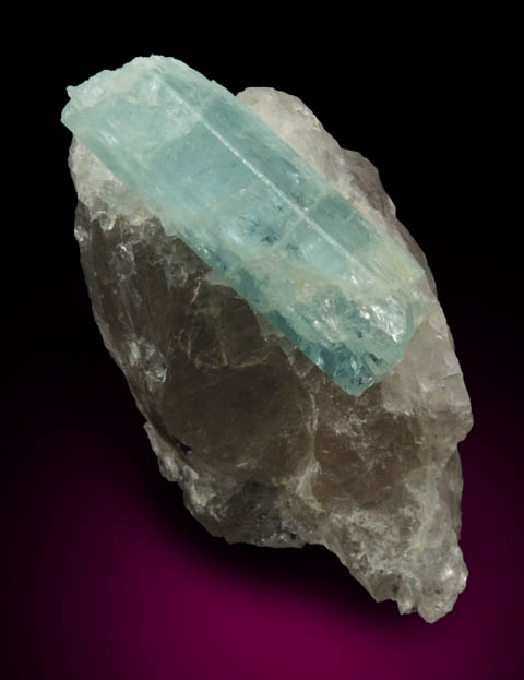 Beryl var. Aquamarine on Quartz from Songo Pond Quarry, Albany, Oxford County, Maine